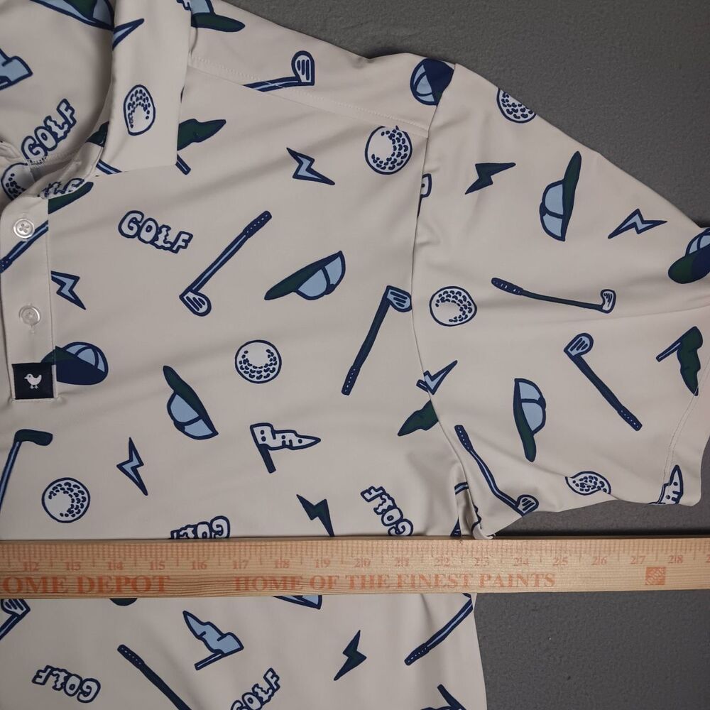 Bad Birdie Men's XXL Performance Polo- All Over Print - Golf Casual- EUC - Picture 7 of 13